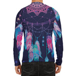 Teal And Purple Dream Catcher Print Men's Long Sleeve Rash Guard