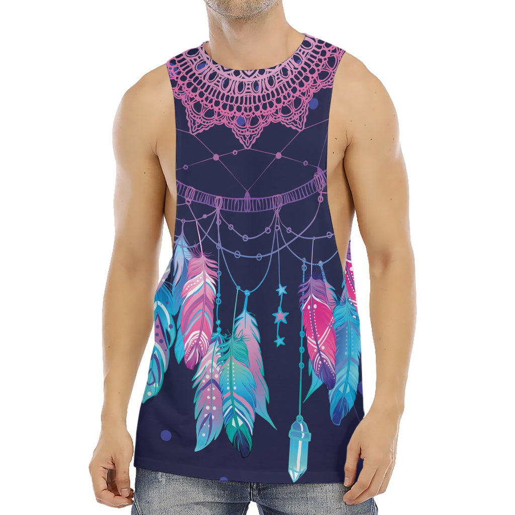 Teal And Purple Dream Catcher Print Men's Muscle Tank Top