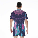 Teal And Purple Dream Catcher Print Men's Rompers
