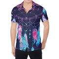 Teal And Purple Dream Catcher Print Men's Shirt