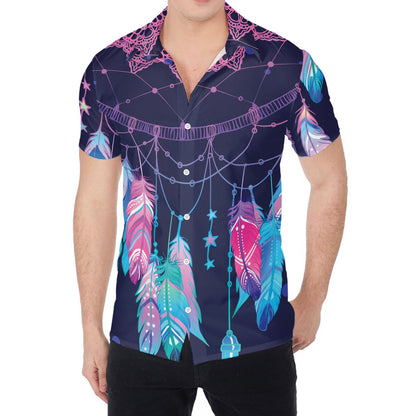 Teal And Purple Dream Catcher Print Men's Shirt