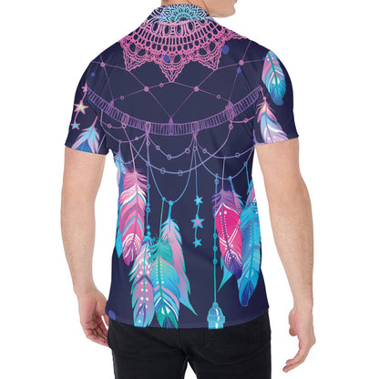 Teal And Purple Dream Catcher Print Men's Shirt