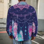 Teal And Purple Dream Catcher Print Men's Shirt Jacket