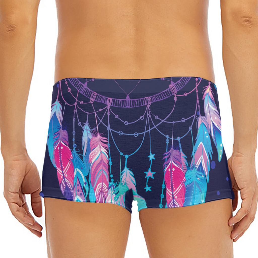 Teal And Purple Dream Catcher Print Men's Short Boxer Briefs