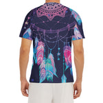 Teal And Purple Dream Catcher Print Men's Short Sleeve Rash Guard