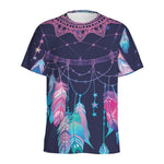 Teal And Purple Dream Catcher Print Men's Sports T-Shirt