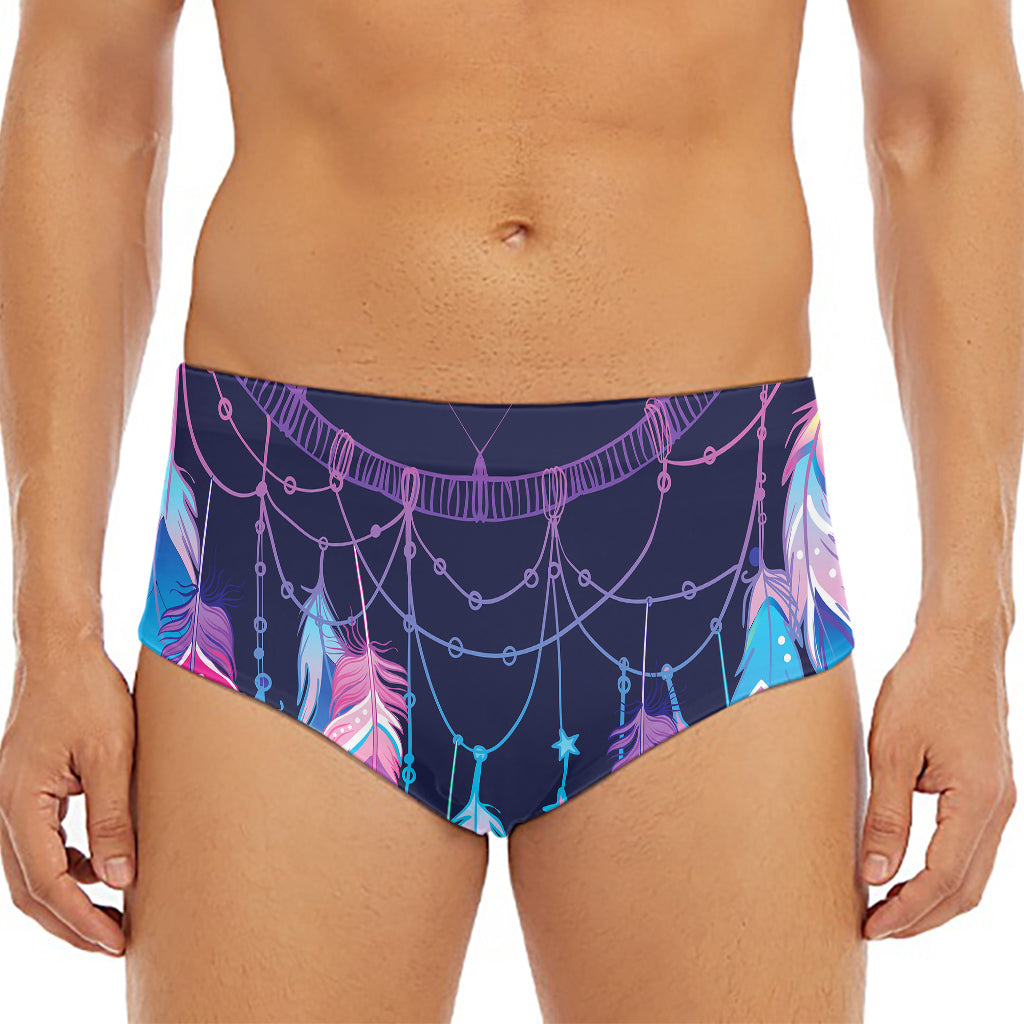 Teal And Purple Dream Catcher Print Men's Triangle Swim Briefs