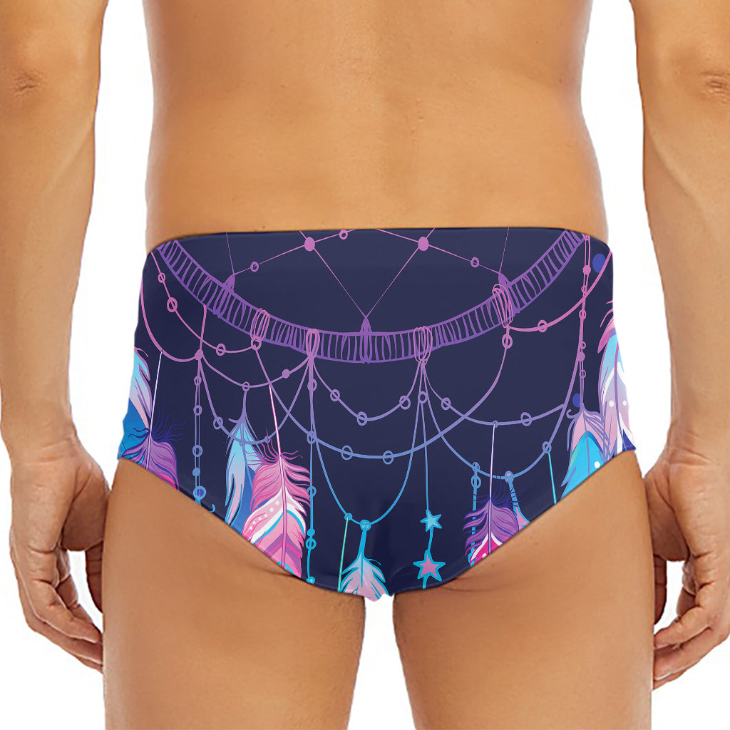 Teal And Purple Dream Catcher Print Men's Triangle Swim Briefs