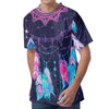 Teal And Purple Dream Catcher Print Men's Velvet T-Shirt