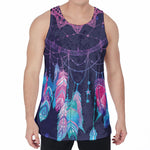 Teal And Purple Dream Catcher Print Men's Velvet Tank Top