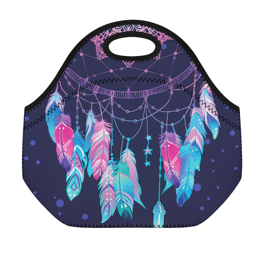 Teal And Purple Dream Catcher Print Neoprene Lunch Bag