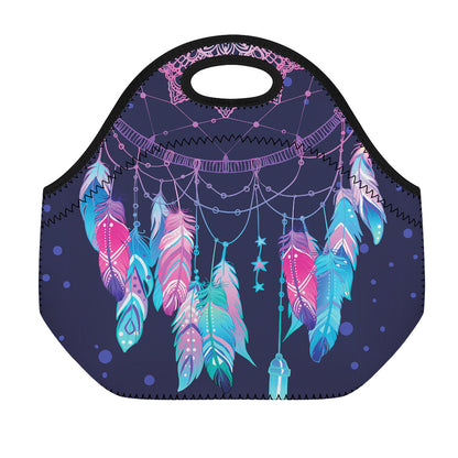 Teal And Purple Dream Catcher Print Neoprene Lunch Bag