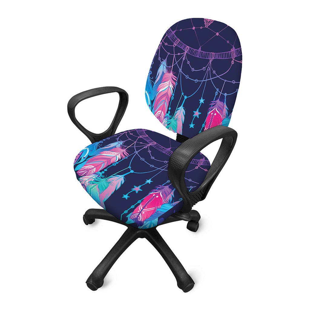 Teal And Purple Dream Catcher Print Office Chair Cover