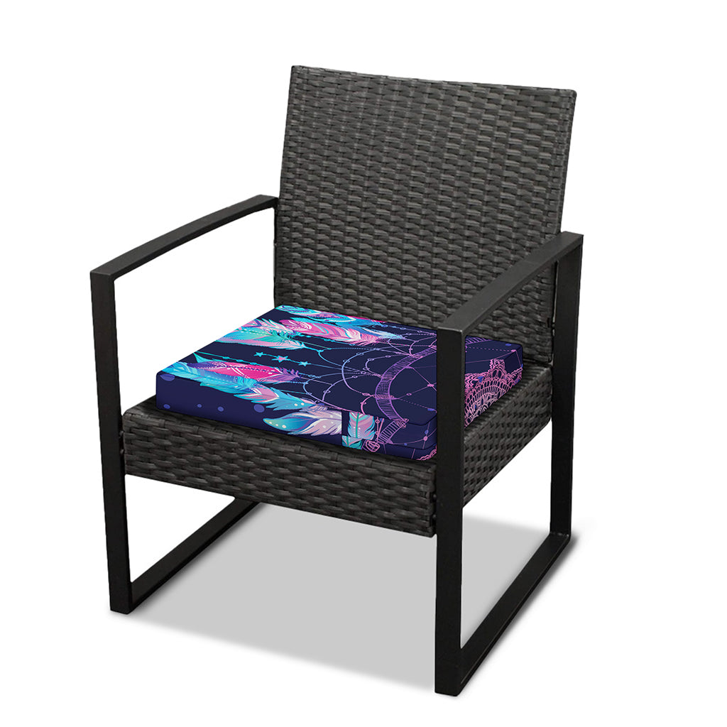 Teal And Purple Dream Catcher Print Outdoor Seat Cushion Cover