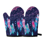 Teal And Purple Dream Catcher Print Oven Mitts