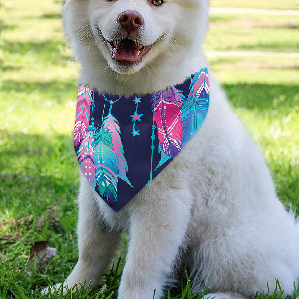 Teal And Purple Dream Catcher Print Over The Collar Dog Bandana