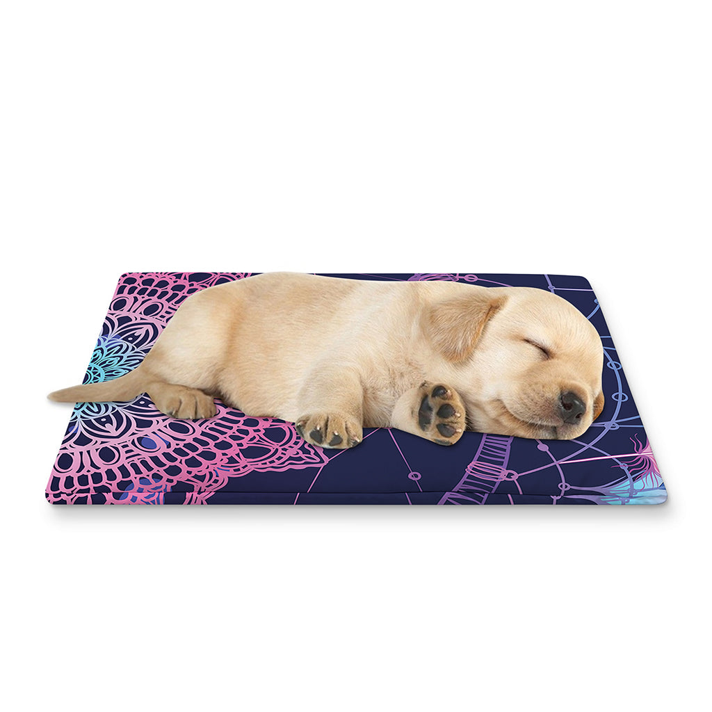 Teal And Purple Dream Catcher Print Pet Cooling Mat Cover