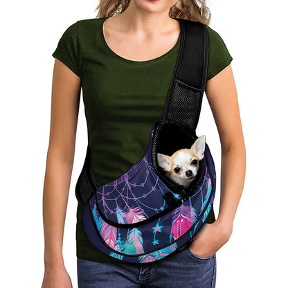 Teal And Purple Dream Catcher Print Pet Sling Carrier