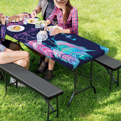 Teal And Purple Dream Catcher Print Picnic Table Cover