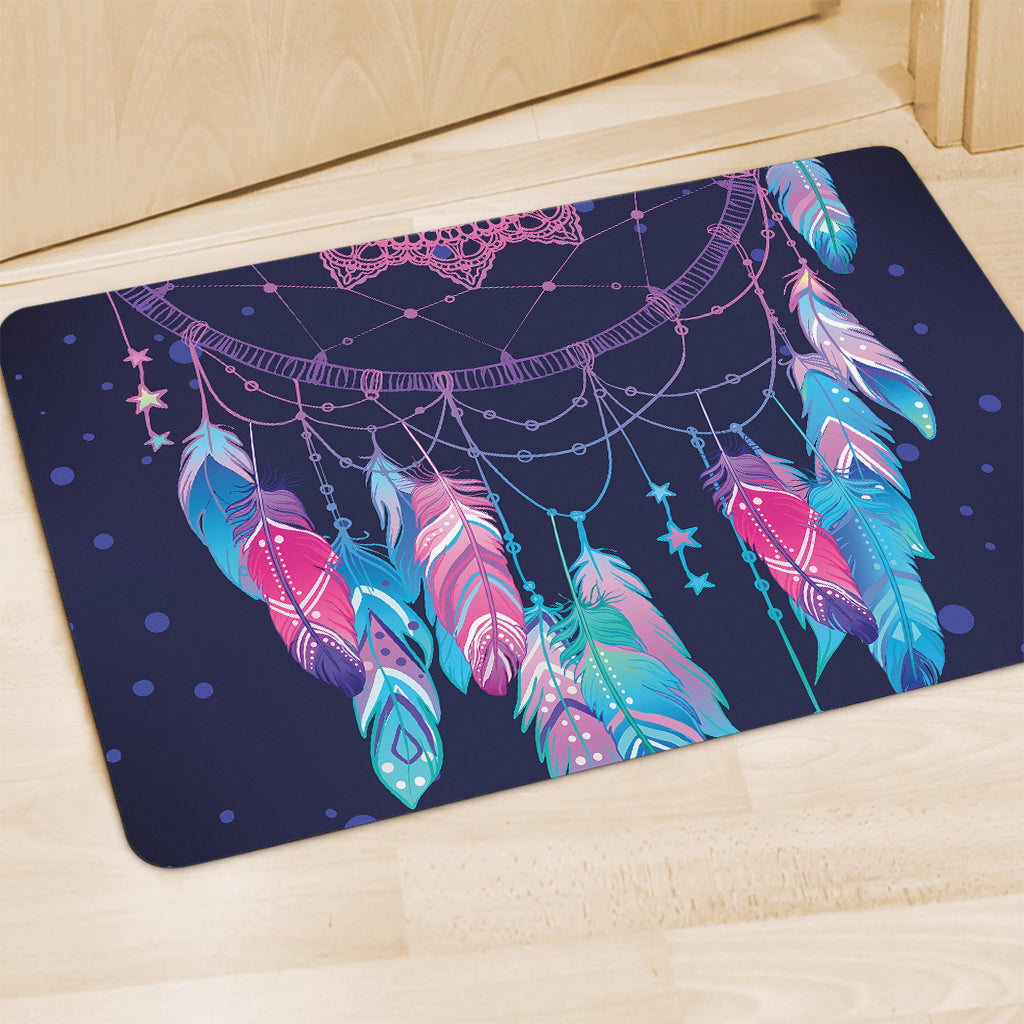 Teal And Purple Dream Catcher Print Polyester Doormat