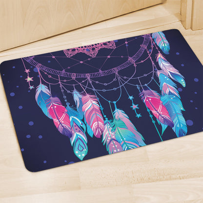 Teal And Purple Dream Catcher Print Polyester Doormat