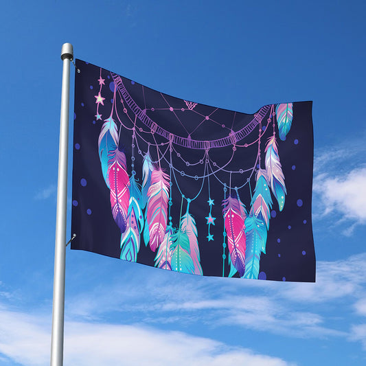 Teal And Purple Dream Catcher Print Polyester Flag