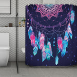 Teal And Purple Dream Catcher Print Polyester Shower Curtain