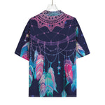 Teal And Purple Dream Catcher Print Rayon Hawaiian Shirt