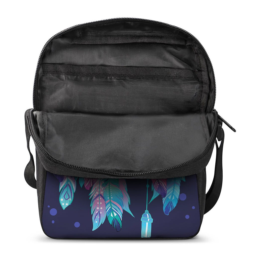 Teal And Purple Dream Catcher Print Rectangular Crossbody Bag