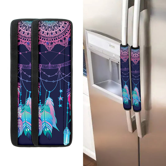 Teal And Purple Dream Catcher Print Refrigerator Handle Covers