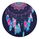 Teal And Purple Dream Catcher Print Round Blanket