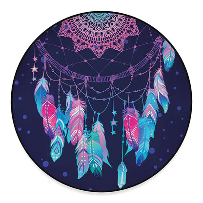 Teal And Purple Dream Catcher Print Round Floor Mat
