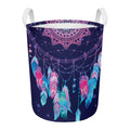 Teal And Purple Dream Catcher Print Round Laundry Basket