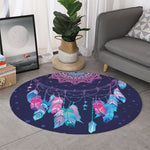 Teal And Purple Dream Catcher Print Round Rug