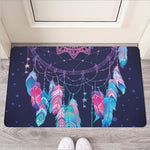 Teal And Purple Dream Catcher Print Rubber Doormat