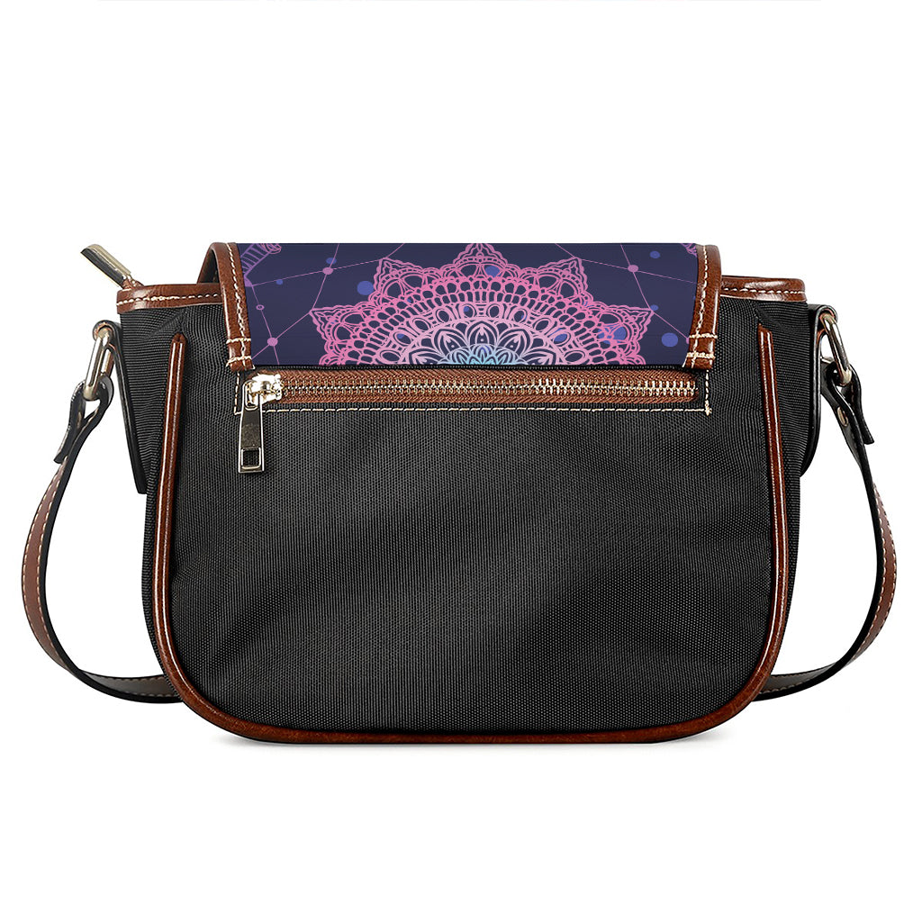 Teal And Purple Dream Catcher Print Saddle Bag
