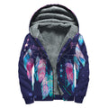 Teal And Purple Dream Catcher Print Sherpa Lined Zip Up Hoodie