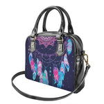 Teal And Purple Dream Catcher Print Shoulder Handbag