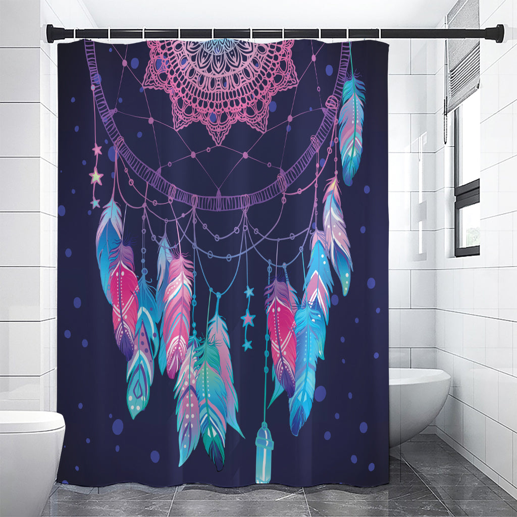 Teal And Purple Dream Catcher Print Shower Curtain