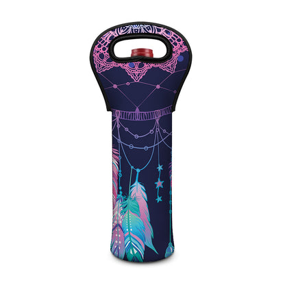 Teal And Purple Dream Catcher Print Single Neoprene Wine Tote