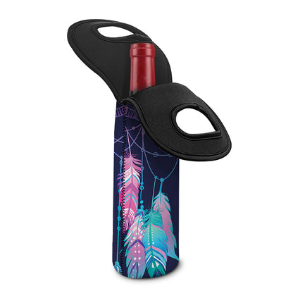 Teal And Purple Dream Catcher Print Single Neoprene Wine Tote