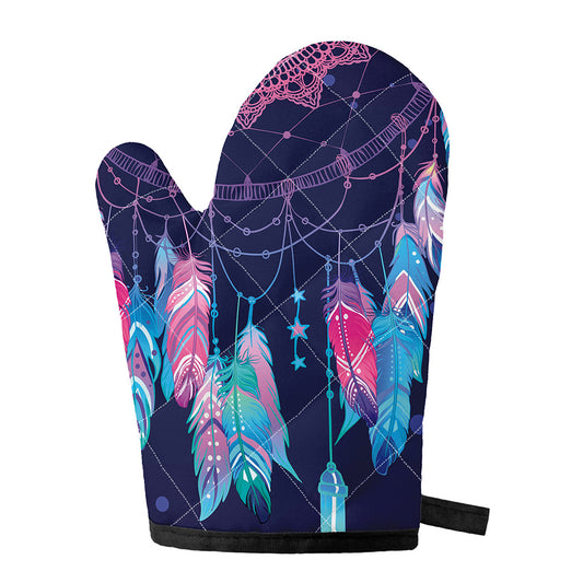 Teal And Purple Dream Catcher Print Single Oven Mitt