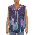 Teal And Purple Dream Catcher Print Sleeveless Baseball Jersey