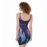 Teal And Purple Dream Catcher Print Sleeveless Bodycon Dress