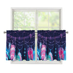 Teal And Purple Dream Catcher Print Tier Curtains