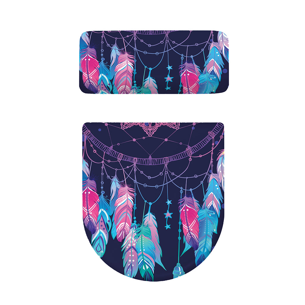 Teal And Purple Dream Catcher Print Toilet Lid And Tank Cover Set