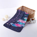 Teal And Purple Dream Catcher Print Towel