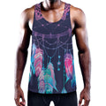 Teal And Purple Dream Catcher Print Men's Workout Tank Top