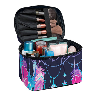 Teal And Purple Dream Catcher Print Travel Makeup Bag