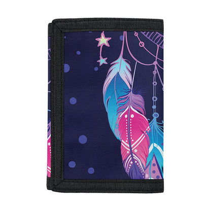 Teal And Purple Dream Catcher Print Trifold Wallet